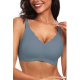 Barra Vertvie Seamless Scalloped Push Up Wireless Cinza Azul