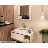 Conjunto De Banheiro Balcão Suspenso Bn3601 S/ Cuba 80cm E Armário C/ Espelho Bn3610 Branco - Tecno Mobili