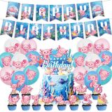 Conjunto De Suprimentos Para Festas De Aniversário Para Axolotl City Com Banner E Chapéu