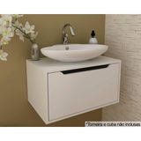 Gabinete De Banheiro Suspenso Bn3646 S/ Cuba 1 Porta 60cm Branco - Tecno Mobili