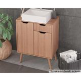 Gabinete De Banheiro C/ Pés Bn3637 S/ Cuba 2 Portas E 1 Gaveta60cm Amêndoa - Tecno Mobili