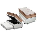 Cama Box Baú C/auxiliar Solteiro: Colchão Molas Ortobom Superpocket Celebritá + Base Crc Courano Branco(88x188)