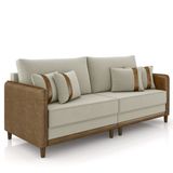 Sofá 3 Lugares Living 192cm Zoe K04 Veludo Bege/marrom - Mpozenato
