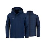 Jaqueta De Esqui Wantdo Masculina De Inverno 3 Em 1, Capa De Chuva Impermeável, Azul Marinho, Xl
