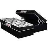 Conjunto Box Baú Solteiro: Colchão Espuma Luckspuma D33 Supreme Pró Saúde Black + Base Crc Suede Black(88x188)