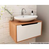 Gabinete De Banheiro Suspenso Bn3646 S/ Cuba 1 Porta 60cm Cor Amêndoa/branco - Tecno Mobili
