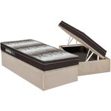 Cama Box Baú Solteiro: Colchão Anatômico Ortobom Ortopédico Light + Base Crc Suede Clean(88x188)