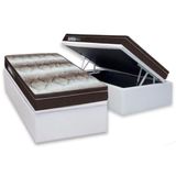 Cama Box Baú Solteiro: Colchão Anatômico Ortobom Ortopédico Light + Base Crc Courano White(88x188)