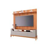 Home P/ Tv Até 70 Pol Moema/maragogi Ripado C/ 4 Portas E Pés 180x197cm Off White/nature - Permóbili