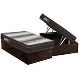 Cama Box Baú Solteiro: Colchão Anatômico Ortobom Ortopédico Light + Base Crc Suede Brown(88x188)