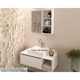 Conjunto De Banheiro Balcão Suspenso Bn3601 S/ Cuba 80cm E Armário C/ Espelho Bn3609 Branco - Tecno Mobili