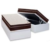 Cama Box Baú Solteiro: Colchão Anatômico Ortobom Ortopédico Exclusive + Base Crc Courano White(88x188)
