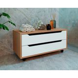 Gabinete De Banheiro C/ Rodizio Bn3643 S/ Cuba 2 Gavetas 80cm Cor Amêndoa/branco - Tecno Mobili