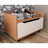 Gabinete De Banheiro Suspenso Bn3647 S/ Cuba 1 Gaveta E Rodizio 60cm Cor Amêndoa/branco - Tecno Mobili