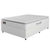 Cama Box Casal Colchão Espuma D33 Pillow Top New Millenium 138x188x57cm Branco Hellen  Suporta Até 120 Kg Por Pessoa