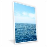 Quadro Mar E Céu Azul Vinil Com Vidro Tamanho Moldura 60x40 Caixa Branca