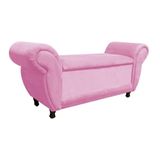 Recamier com Baú Itália Namoradeira Suede Rosa Bebê D'Rossi