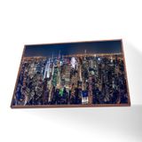 Quadro Nova York Noturno Vinil Sem Vidro Tamanho Moldura 20x20 Caixa Madeira