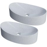 Kit 02 Cubas De Apoio Canoa Para Banheiro Lavabo C01 Bc47w Branco Granit - Lyam