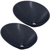 Kit 02 Cubas De Apoio Meia Lua Para Banheiro Lavabo C01 Bm38w Preto Granit - Lyam