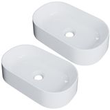 Kit 02 Cubas De Apoio Oval Para Banheiro Lavabo Laila C01 O42w Branco - Lyam