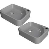 Kit 02 Cubas De Apoio Retangular Para Banheiro Lavabo Cross C01 Ro36w Cinza - Lyam