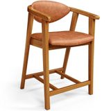 Banqueta Baixa Para Cozinha Sala De Jantar Bancada Cecília L02 Couríssimo Camel - Lyam Decor