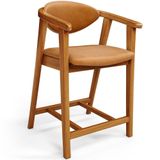 Banqueta Baixa Para Cozinha Sala De Jantar Bancada Cecília L02 Couríssimo Whisky - Lyam Decor