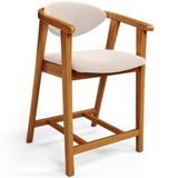 Banqueta Baixa Para Cozinha Sala De Jantar Bancada Cecília L02 Suede Bege - Lyam Decor