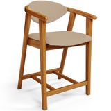Banqueta Baixa Para Cozinha Sala De Jantar Bancada Cecília L02 Linho Bege Escuro - Lyam Decor