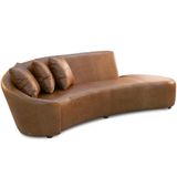 Sofá 3 Lugares Com Puff Orgânico Sala Living 230cm Adam T03 Couro Cristal Marrom - Lyam Decor