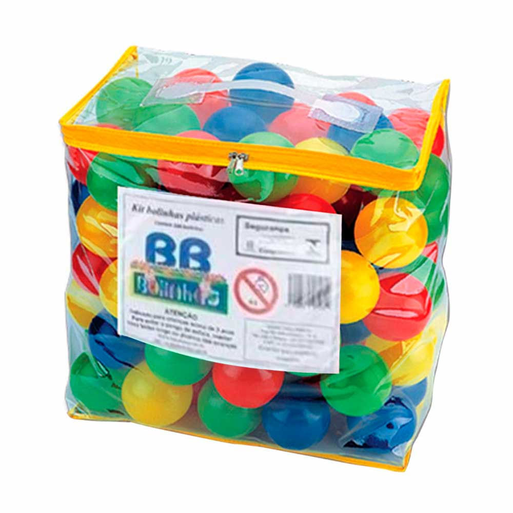 Kit Bolsa Com 100 Bolinhas Plasticas Bag Colorida Bb Bolinhas