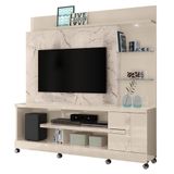 Estante Home Theater Alan Calacata Off White Para Tv Até 55 Com Rodízios - Madetec Calacata Off White