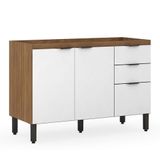 Balcão Firenze Pia 120cm 3 Portas 2 Gavetas Amêndola Branco Sem Tampo - Demóbile Amêndola Branco