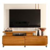 Estante Home Theater New Apolo Cinamomo Off White Para Tv Até 75 Com Rodízios - Madetec Cinamomo Off White