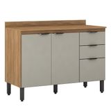 Balcão Firenze Pia 120cm 3 Portas 2 Gavetas Amêndola Nude Prime Com Tampo Mdp - Demóbile Amêndola Nude Prime