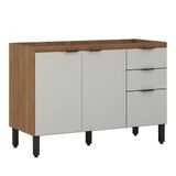 Balcão Firenze Pia 120cm 3 Portas 2 Gavetas Amêndola Nude Prime Sem Tampo - Demóbile Amêndola Nude Prime