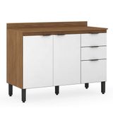 Balcão Firenze Pia 120cm 3 Portas 2 Gavetas Amêndola Branco Com Tampo Mdp - Demóbile Amêndola Branco