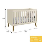 Berço Mini Cama Theo Retrô Areia Fosco Com Pés Amadeirado - Reller Móveis Areia Fosco