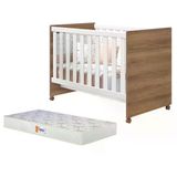 Berço Mini Cama Katatau Flex Branco Brilho Mezzo Com Colchão D18 De 10cm - Reller Móveis Branco Brilho Mezzo