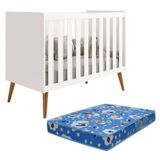 Berço Americano Isis Branco Com Colchão Baby Physical - Reller Móveis Branco