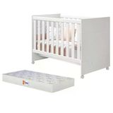 Berço Mini Cama Katatau Flex Branco Brilho Com Colchão D18 De 10cm - Reller Móveis Branco Brilho