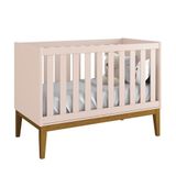 Berço Mini Cama Classic Rosa Fosco Com Pés Amadeirado - Reller Móveis Rosa Fosco
