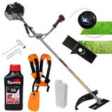 Cortador De Grama Anmax Cg430b À Gasolina 43cc 1,7hp De Potência 12.000rpm Roçadeira Profissional Com Faca 2 Pontas E Carretel Nylon + Óleo Toyam