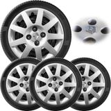 4x Calota Clio Logan Sandero 09 A 13 Aro 14 Prata Com Logo