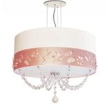 Lustre Pendente Faixa Flores/borboletas 30x15 Branco/rosa