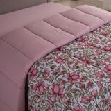 Edredom Cobertor Sonnet King Malha Estampada Dupla Face 100% Algodão - Flores - Rosê