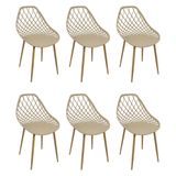 Kit 6 Cadeiras Cleo Cloe Clarice Web Jardim Assento Polipropileno - Bege