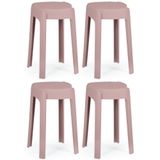 Kit 4 Banquetas Baixa Empilhável Nordica - Rosa