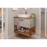 Gabinete De Banheiro Balcão Duna 1 Porta C/cuba 80cm Cimento/freijo - Mgm